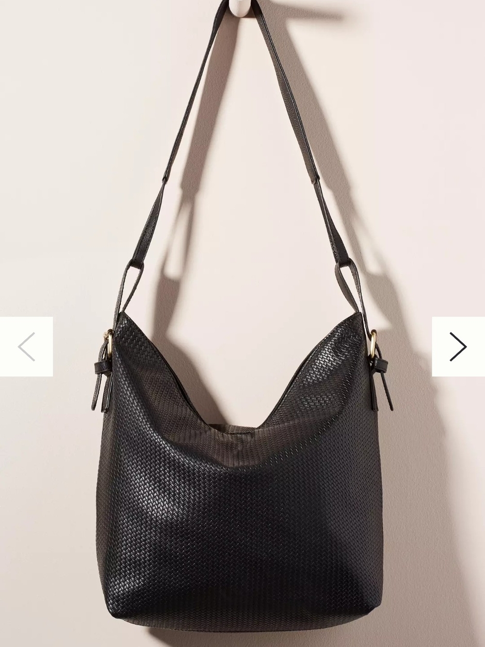Anthropologie Black Woven-Texture Shoulder Hobo